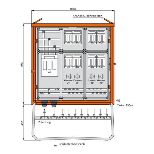 Walther Werke - Baustromverteiler Gruppenverteilerschrank WGV0083 173kVA,8 NH-Abgänge