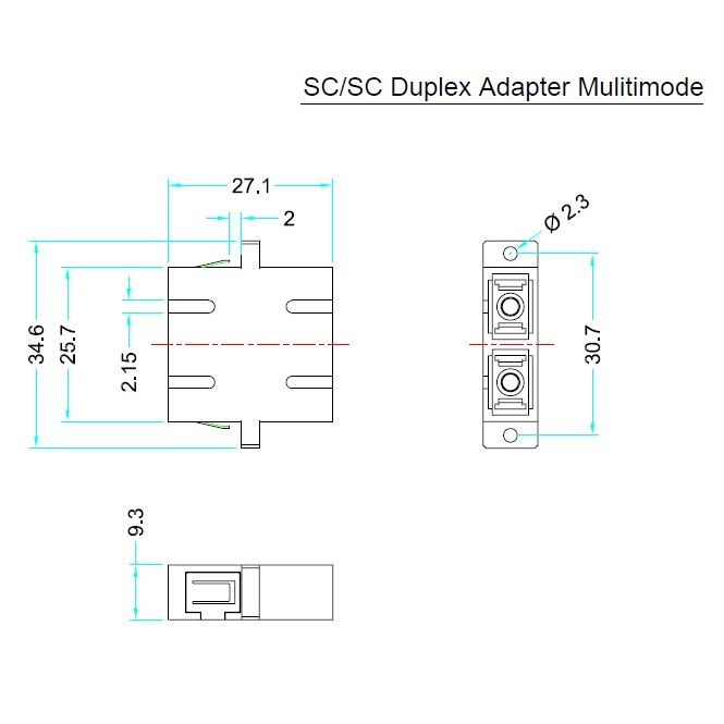 EFB-Elektronik - LWL-Kupplung Kupplung SC Duplex 53356.1 OM3,aqua,1-teilig