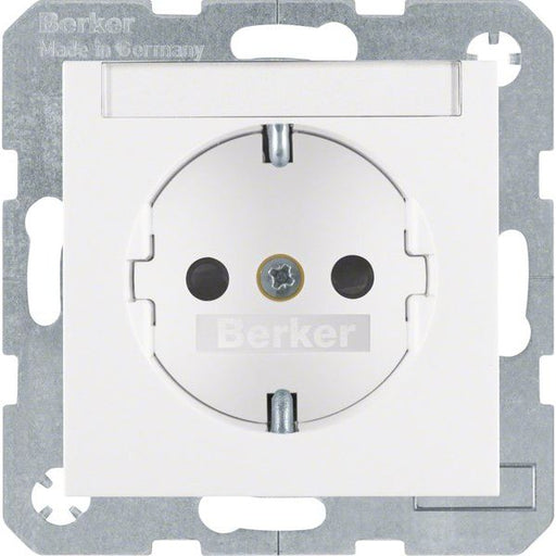 Berker - Steckdose SCHUKO-Steckdose pws/gl 41498989 m.Beschriftungsfeld