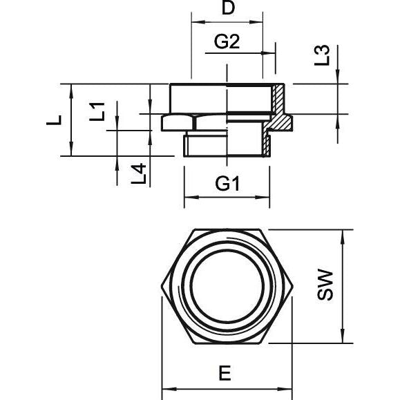 OBO Bettermann - Erweiterungs-/Reduzierring Adapter PG - M 165 ADA PG16-M25 PG16-M25, CuZn, N − 20 Stück