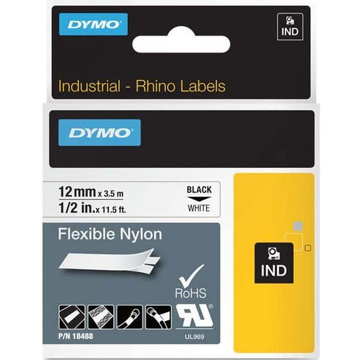 Newell Brands - Schriftband Band ID1 Nylon 12mm/3,5m 18488 schwarz auf weiß