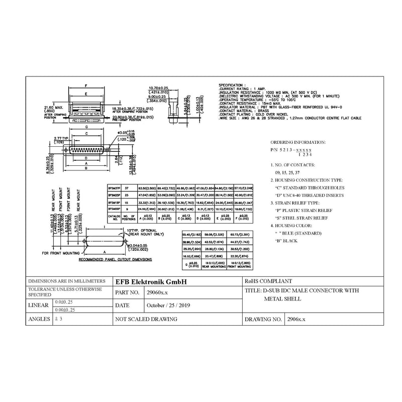 EFB-Elektronik - D-Sub-Steckverbinder D-Sub Stecker Schneid-Kle. 29061.1 EDSF 15 LPIII/Z