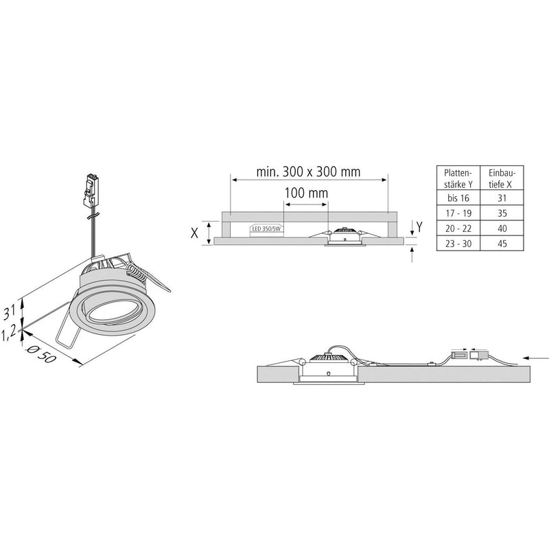 Hera - Downlight/Strahler/Flutlicht LED-Einbauleuchte SR 45-LED 4,8Wnw eds schwenkbar