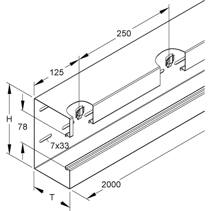 Niedax - Geräteeinbaukanal Gerätekanal-Unterteil GKU 170-78T100 S − 4 Meter