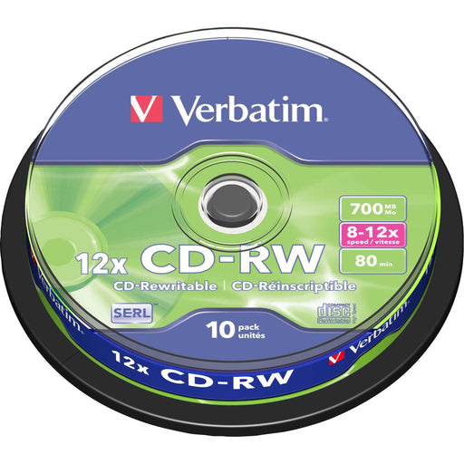 Verbatim - Speichermedium digital CD-RW 80Min/700MB/8-12x 43480 (VE10) Cakebox (10 Disc)