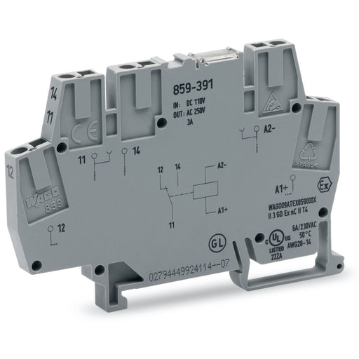 WAGO - Schaltrelais Relaismodul 859-391 DC 110 V,1 W,grau − 10 Stück