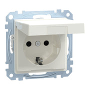 Merten - Steckdose SCHUKO-Steckdose pws/gl MEG2414-0319 m.Klappdeckel IP44