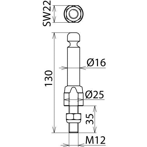 DEHN - Festpunkt für EuK-Vorrichtung Erdungsfestpunkt EFP 16 RN M12 35 SSM m. Ringnut D16mm