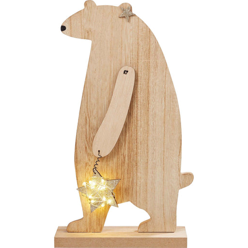 Hellum - Festbeleuchtung LED-Holzbär 524062 mit Stern − 6 Stück