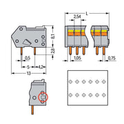 WAGO - Leiterplattenklemme 218-507 0,5mm²,grau − 60 Stück