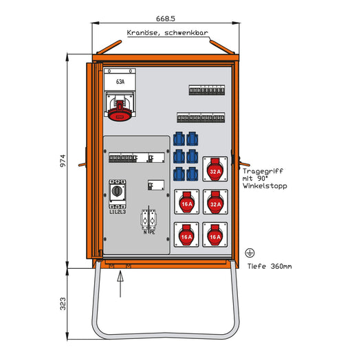 Walther Werke - Baustromverteiler Verteilerschrank WV0430R1 69kVA
