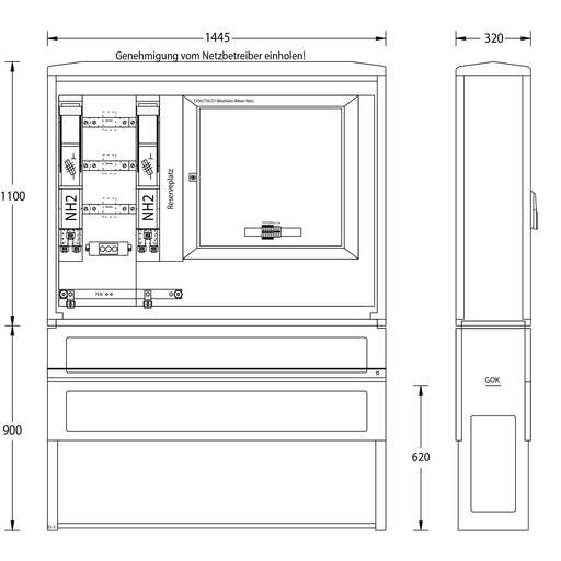 uesa - Zähler-Komplettschrank Wandlermessung WM-ZWS-400A We.Weser 1100x1445x320mm