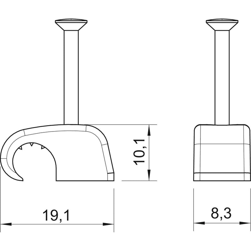 OBO Bettermann - Nagelschelle (für Kabel) Haft-Clip m.Nagel 2026 45 LGR SP − 200 Stück