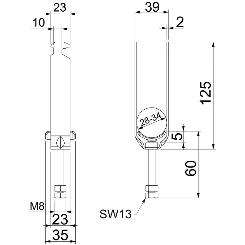 OBO Bettermann - Bügelschelle Enercon 125 2056 M2 34 ENER 28-34mm, St, FT