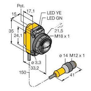 Turck - Reflexions-Lichtschranke Opto Sensor QS18VN6CV15Q5 Winkellichttaster − 1 Stück
