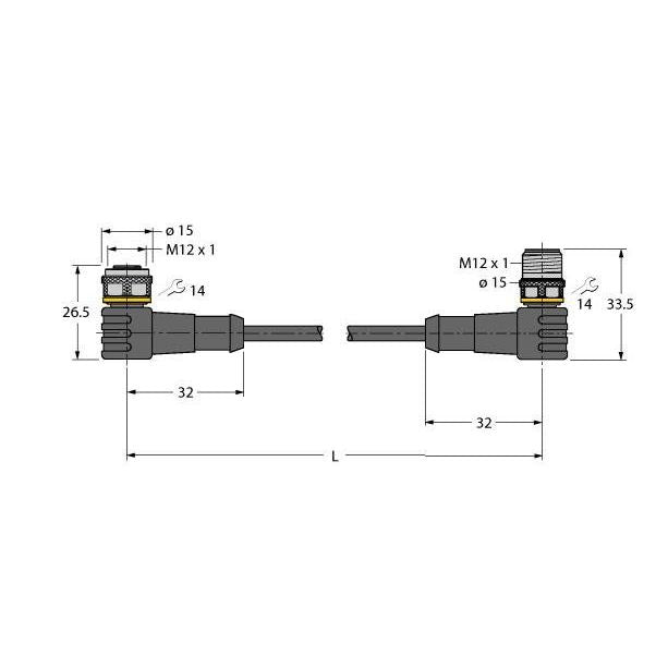 Turck - Konfektioniertes Sensor-Aktor-Kabel Aktuator- u. Sensorleitung WKC4.4T-3WSC4.4T/TEL PVC