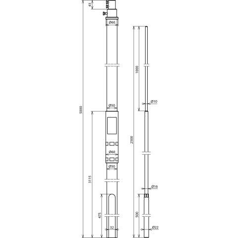 DEHN - Zubehör/Ersatzteile für Erdung und Blitzschutz Stützrohr SRD505000FS #105545 D 50mm L 5000mm