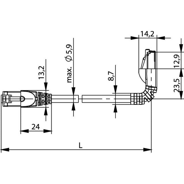 Telegärtner - Patchkabel Kupfer Patchkabel S/FTP 6A 100009020 gr 10,0m 1x270Grd