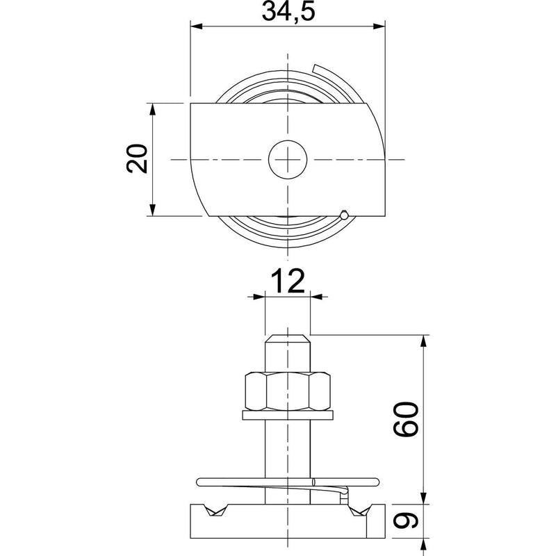 OBO Bettermann - Hammerkopfschraube Hammerkopfschr. mit Feder MS41HBF M12x60A4 M12x60mm − 25 Stück