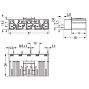 WAGO - Leiterplattensteckverbinder Stecker für Leiterplatten 770-3115 5-polig,blau − 50 Stück
