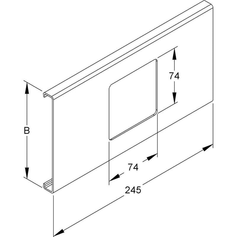 HKL - Geräteblende für Geräteeinbaukanal Deckelabschnitt cws 1f. HKLD01/130.6 gelocht