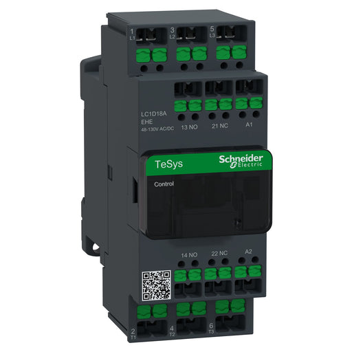 Schneider Electric - Leistungsschütz zum Schalten von Wechselstrom Schütz 3P 18A Ac3 48-130V LC1D18AEHE Ac/Dc Snapin