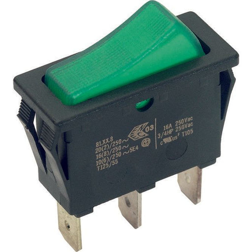 Bachmann - Geräte-Einbauschalter und -taster EB-Wippenschalter 924.114 sw/gn,16(8)A250V 1p