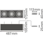 Ledvance - Downlight/Strahler/Flutlicht LED-Einbaustrahler 3fl. SPOT MULI3x30W4KFLWT 4000K