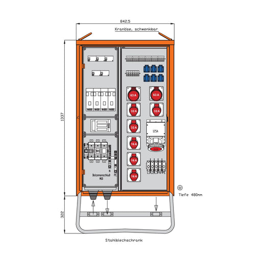 Walther Werke - Baustromverteiler Verteilerschrank WV0573R1 139kVA