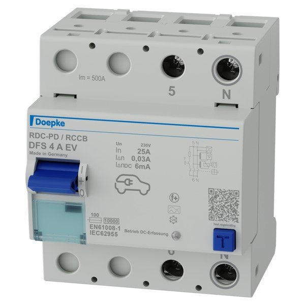 Doepke - Fehlerstrom-Schutzschalter mit Zusatzeinrichtung FI-Schalter DFS4 025-2/0,03-A EV