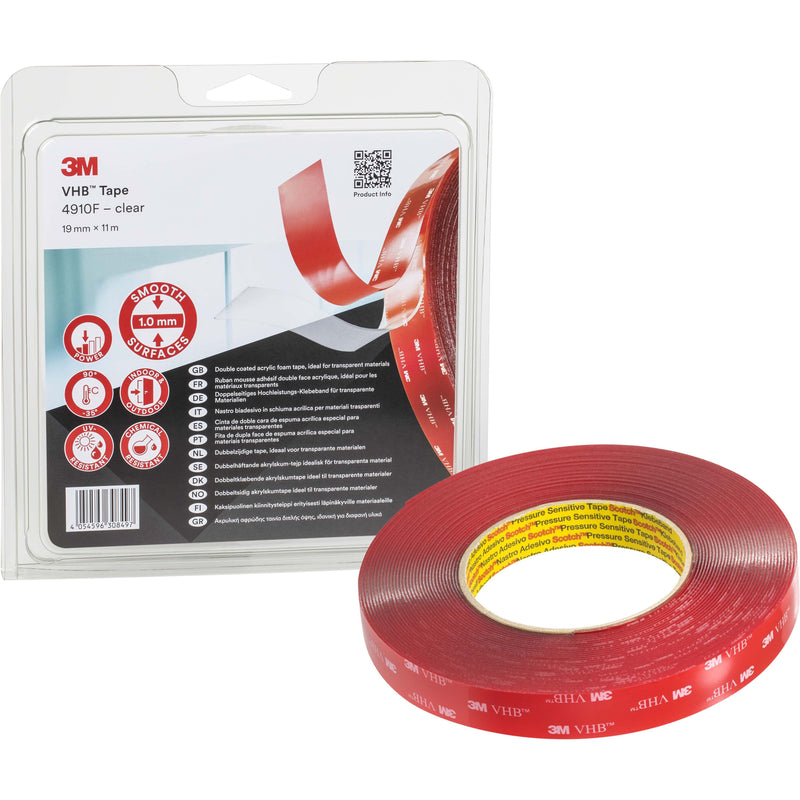3M - Klebeband doppelseitig 4910F/IPS transp., 19mm x11m − 4 Stück