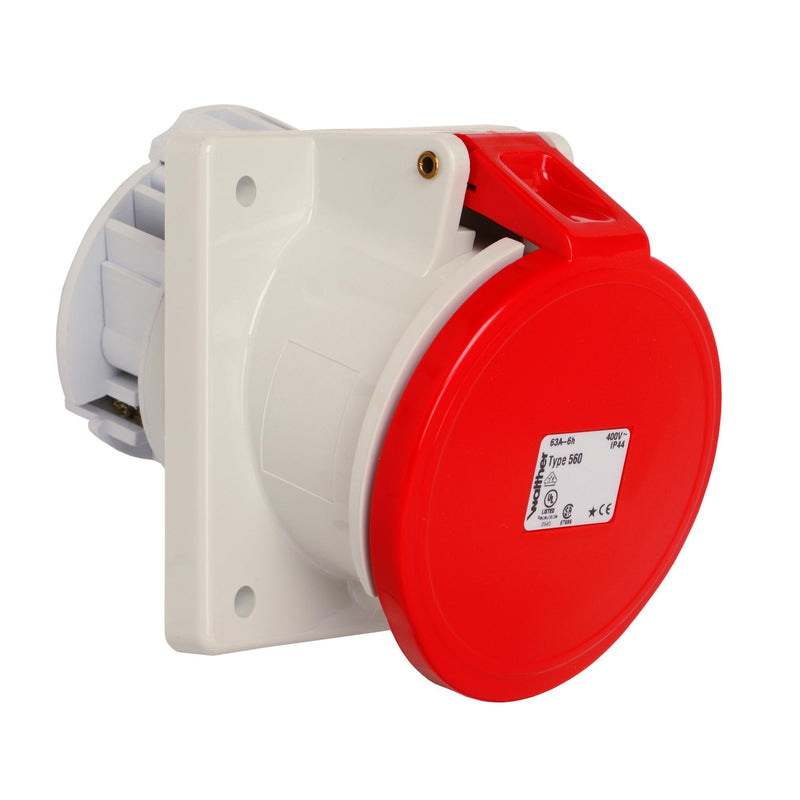 Walther Werke - CEE-Anbausteckdose (IEC 60309) Anbaudose 560406P schräg 63A 4P 6h − 5 Stück