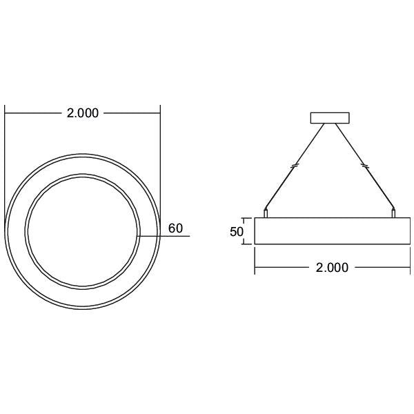 Brumberg Leuchten - Pendelleuchte LED-Pendel-Ringleuchte 13856178CA CAS., D2000mm, H50mm