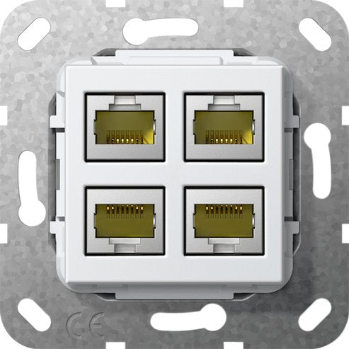 Gira - Einsatz/Abdeckung für Kommunikationstechnik Modular Jack RJ45 Cat6A 569803 rws 4fach