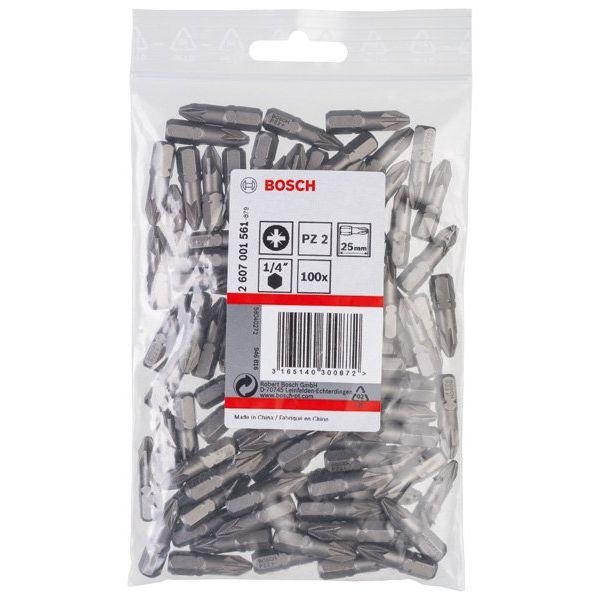 Bosch - Bit Schrauberbit Extra-Hart PZ 2607001561 2, 25 mm, 100er-Pack