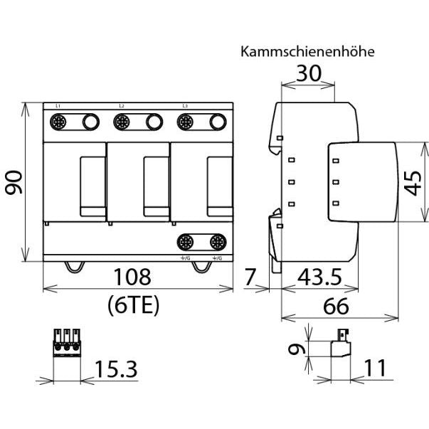 DEHN - Blitzstromableiter für Energietechnik Blitzstromableiter Typ1 DB MU 3PY 480 3W+G R DEHNbloc M