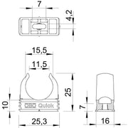 OBO Bettermann - Rohrschelle Quick-Schelle 2955 F M16 RW flammwidrig − 100 Stück