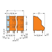 WAGO - Leiterplattenklemme DoppelstockLeiterplattenk. 736-852 2,5mm² − 112 Stück