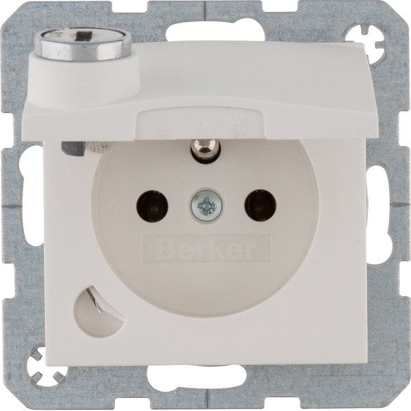 Berker - Steckdose m. Erdstift 6768111909 polarweiß matt
