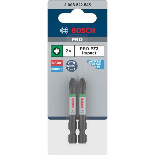 Bosch - Bit PRO Pozidriv Impact Bit, 2608522545VE(2) PZ3, 55 mm, 2-tlg
