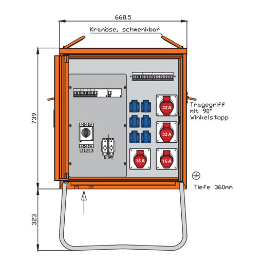 Walther Werke - Baustromverteiler Verteilerschrank WV0315R1 44kVA