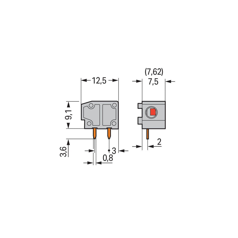 WAGO - Leiterplattenklemme Anreihbare Leiterplattenk. 235-753 2,5mm² − 100 Stück