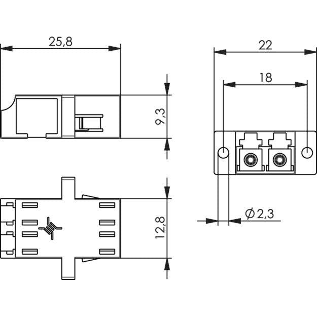Telegärtner - LWL-Kupplung LC-Duplex Kupplung Flansch 100007155 grün Keramikhülse − 1 Stück