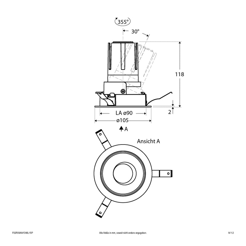 EVN Lichttechnik - Downlight/Strahler/Flutlicht LED-Einbauleuchte modular F02R09AM1340L15P Konfigurationstype