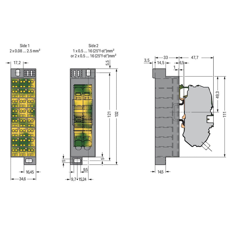 WAGO - Feldbus, Dez. Peripherie - Kommunikations-Modul PotentialblockAufdruck1-24 726-621 dunkelgrau