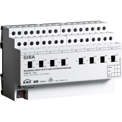 Gira - Bussystem-Schaltaktor Schaltaktor 8fach REG 104600 KNX/EIB 16A C-Last