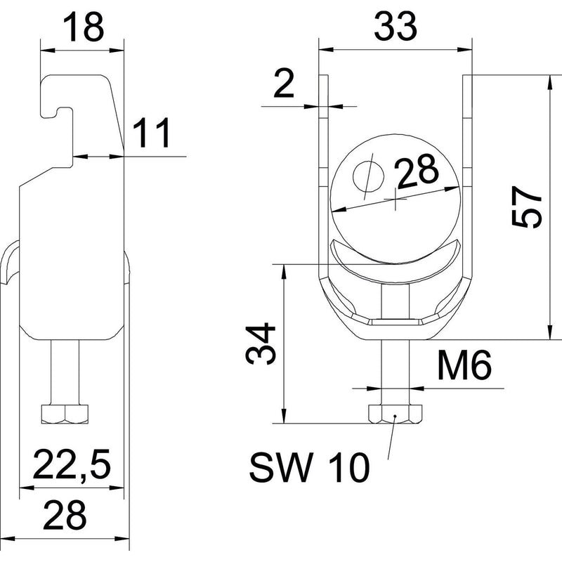 OBO Bettermann - Bügelschelle BS-U1-M-28 FT 22-28mm