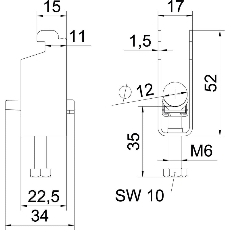 OBO Bettermann - Bügelschelle BS-N2-K-12 FT 8-12mm − 50 Stück