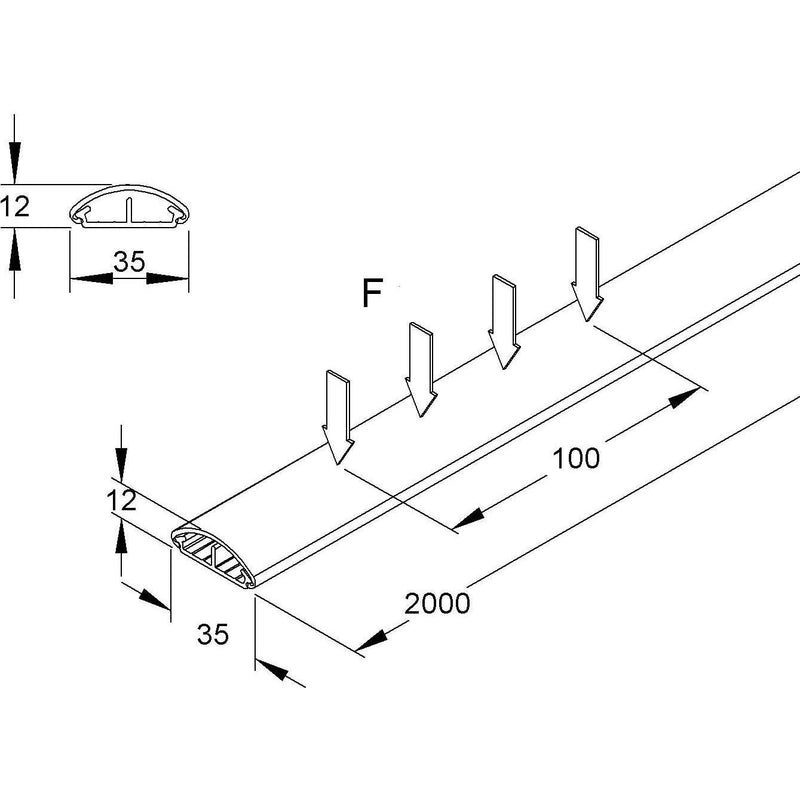 HKL - Aufboden-Leitungsführungskanal Kanal gr BDK1035.1 − 2 Meter