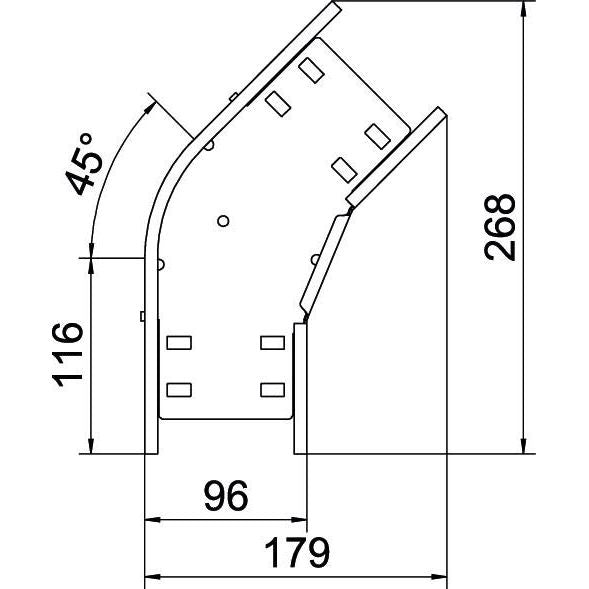 OBO Bettermann - Bogen für Kabelrinne Bogen 45 Grad RB 45 110 FT 110x100 tauchfeuerv